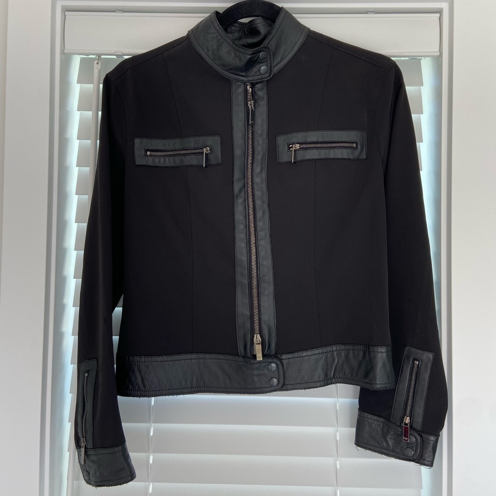 Votre Nom Black Blazer Jacket – Zipper Detail & Faux Leather Trim | Size 8 - Picture 2 of 16